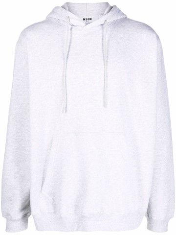 MSGM - contrasting logo-print hoodie - men - Cotton - S - Grey