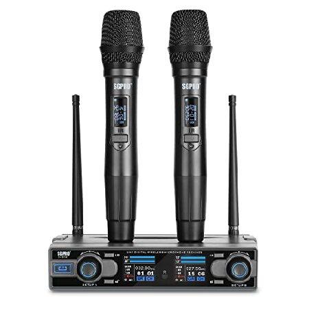 SGPRO Handheld Wireless Microphones System for Stage, Live House, Clubs, Cinema, Church, School ＆ Home Karaoke AA Batteries Powered Mics Hours Stam