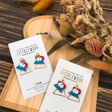 刺繡耳環 | 耳夾 / 耳釘 / 耳勾 - 富士山