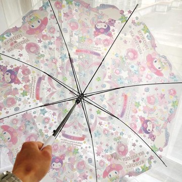 三麗鷗直桿傘全自動雙人長柄傘加固雨傘兒童學生庫洛米透明直柄傘