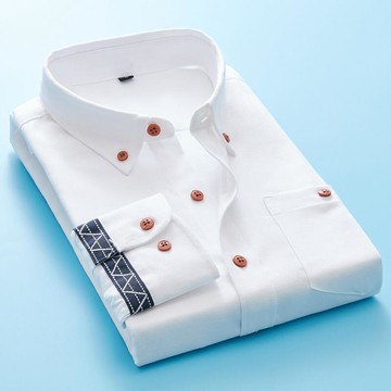 春秋季新款男士長袖襯衫條紋拼接韓版休閑裝長袖襯衣