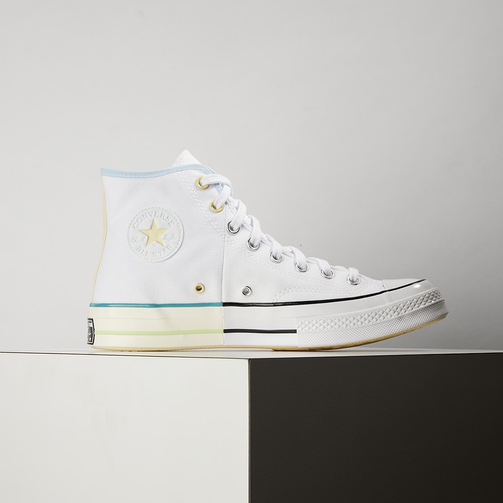 Converse Chuck 70 HI White/Chambray Blue男女白高筒拼接休閒鞋