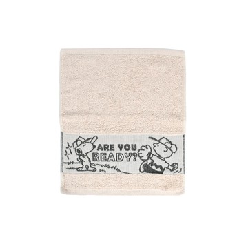 史努比素色緞檔緹花方巾-棕