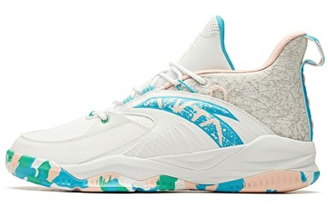 ANTA LING LEVEL BASIC BASKETBALL SHOES WHITE BLUE PINK
