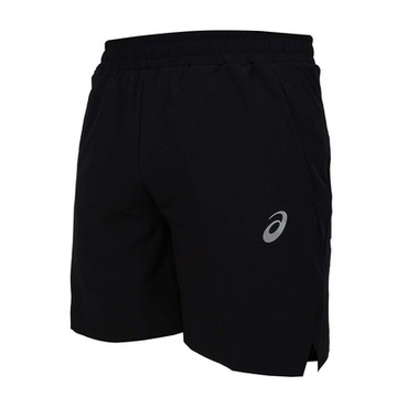 ASICS 男7吋平織短褲-五分褲 反光 運動 休閒 訓練 慢跑 2011D409-001 黑銀