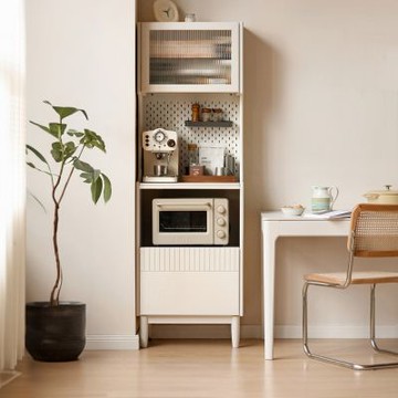 源氏木語百安卡奶油風橡膠木實木高窄款岩板收納餐櫃0.6MY246Q04-(H014408165)