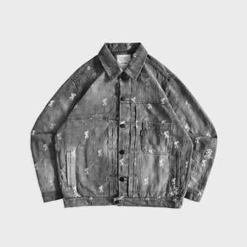 DYCTEAM x HiKESHi SPiRiT - 精煉灰雪花不對襯牛仔外套