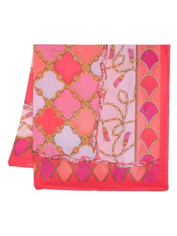 LIU JO - chain-print semi-sheer scarf - women - Polyester - One Size - Red