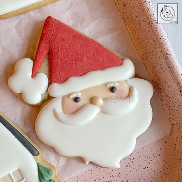 白小狐小尖帽圣誕老人餅干模具糖霜禮盒可愛大號伴手禮按壓式印模