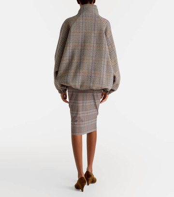 The Frankie Shop Aurora plaid sheer mesh midi skirt