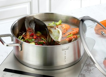 湯鍋不銹鋼鍋具304兩用鍋電磁爐燃氣通用28×10CM鴛鴦火鍋【聚物優品】