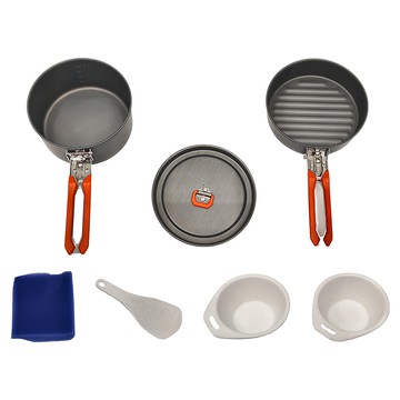 RHINO 犀牛 山欣 1-2人豪華套鍋 超輕量陽極氧化處理鋁材 耐高溫耐磨擦 適合登山野營、RV休閒使用  黑色  1個