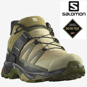 特價 Salomon X ULTRA 4 男款 低筒Gore-tex防水登山鞋 L47452900 岩綠/橄欖綠/黑