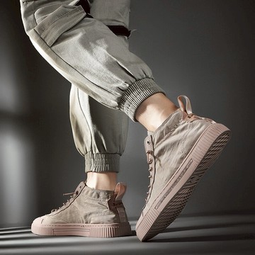 男鞋秋季新款帆布鞋潮流板鞋百搭男士布鞋增高透氣休閑冰絲鞋