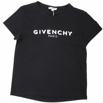 GIVENCHY 童裝 植絨刺繡字母黑色短袖TEE T恤