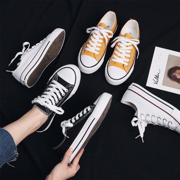 蓓爾低幫白色帆布鞋女鞋小白鞋韓版透氣休閑平底鞋板學生鞋子秋