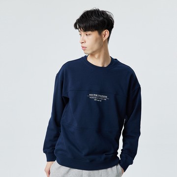 【ERSS】完美三段拼接圓領長袖上衣 -男 丈青【K60268】