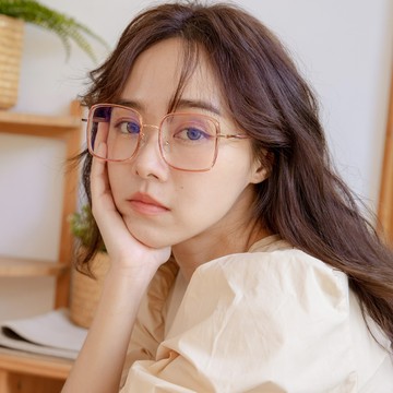 [TR90]今日天氣晴防藍光透明漸層方框平光眼鏡【GTR6055】-透明粉框