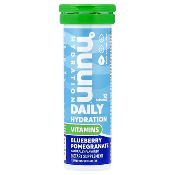Nuun, 補水，維生素，泡騰飲品，藍莓石榴味，12 片