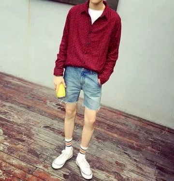 簡約格子襯衫 紅 男裝 JP NMD adidas