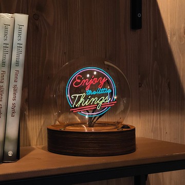 客製化禮物 情人節禮物玻璃球燈 - 霓虹燈 LED 燈 木製 手工製品