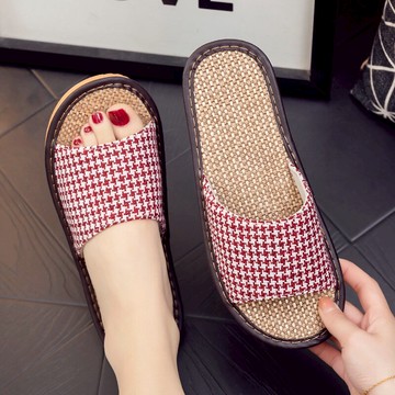 夏天布藝吸汗透氣室內居家棉亞麻涼拖鞋男女情侶四季通用家居軟底