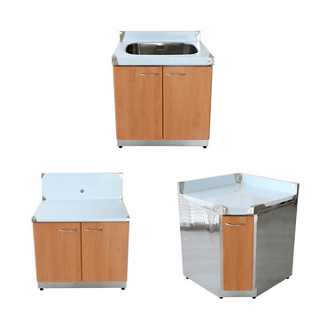 【Abis】客製商品-頂級升級款不鏽鋼三件組系統櫥櫃-72洗台+72爐台+角台/流理台-多款門板可選(桶身430)紅色