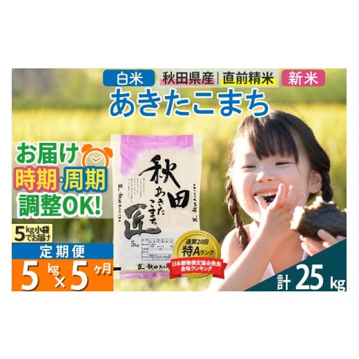 ふるさと納税 秋田県 仙北市 ＜新米＞ 《定期便5ヶ月》秋田県産 あきたこまち 5kg (5kg×1袋)×5回 令和5年産 時期選べる5キロ お米