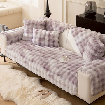 【好物良品】加大一人坐墊_雙色扎染輕奢高密度毛絨保暖沙發墊90x90cm_南法香頌