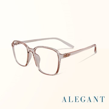 【ALEGANT】個性玩色復古透視感彗星棕TR90輕量幾何方框UV400濾藍光眼鏡