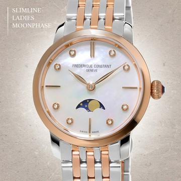 CONSTANT 康斯登 Slimline 鑽石月相石英女錶 新年開運 送禮推薦 FC-206MPWD1S2B