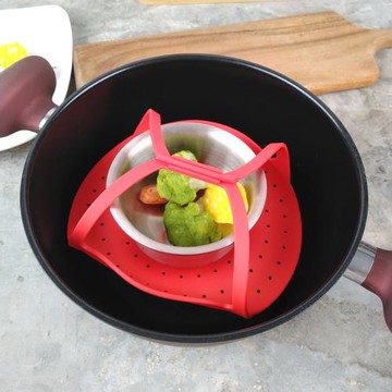 食品級耐高溫硅膠蒸籃手提折疊蒸籠廚房用蒸饅頭蒸菜加熱