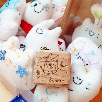 【手心的小木盒】萬用收納小木盒 吊飾質感禮物 手燒插畫圖文客製