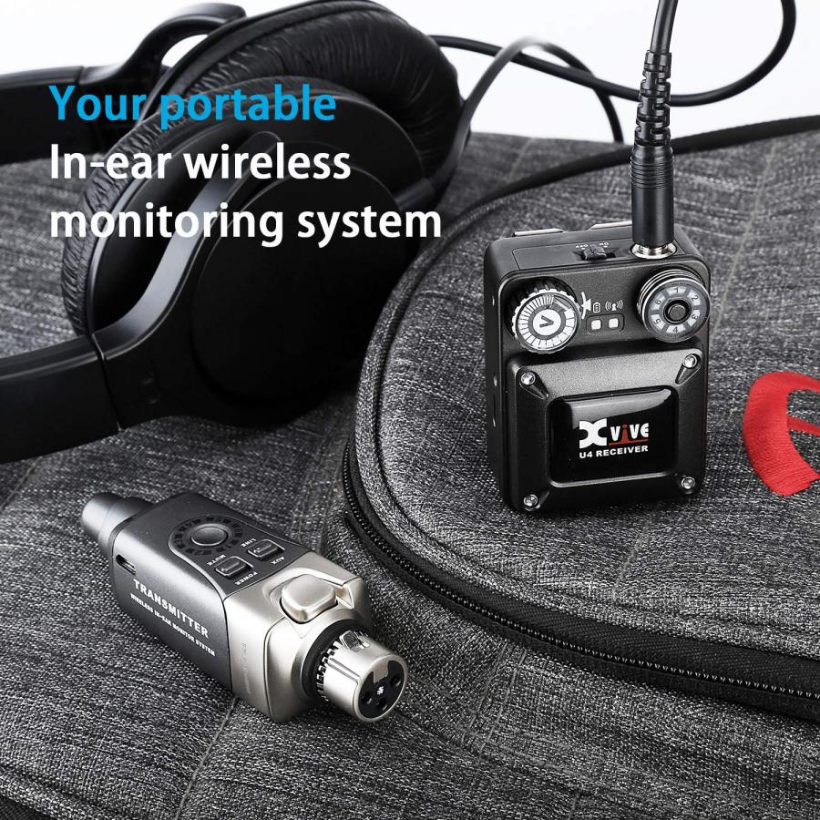 Xvive U4R2 Wireless in-Ear Monitoring System, with Transmitter and Beltpack Receiver(Two Receiver)