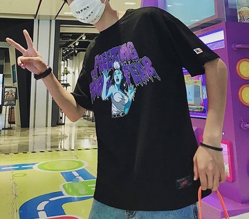 FINDSENSE H1 2018 夏季 新款 嘻哈寬鬆百搭 情侶款 個性印花 大碼T恤 男女短袖  潮 時尚 上衣 男