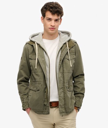 Superdry Men's Hooded Rookie Field Jacket Green Size: M