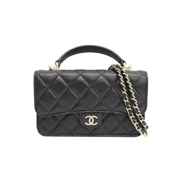 CHANEL 香奈兒 黑色羊皮 Top handle WOC 鍊帶 肩背包 AP3226 【二手名牌BRAND OFF】