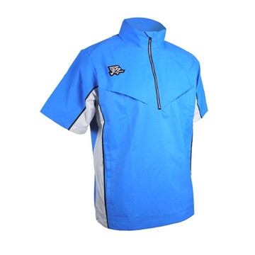 【野YAKYU】透氣機能剪裁短袖風衣 - 天空藍