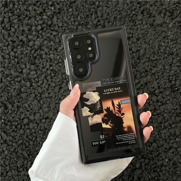 S24Ultra創意ins風插畫適用于三星S22ultra手機殼S23+透灰S21u全包防摔S22加厚新款男女款S20FE保護套S21+