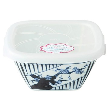 有田燒 四君子附蓋缽 - 日本製 陶瓷 11.5cm寬 5cm高 260mL容量  藍色  1個