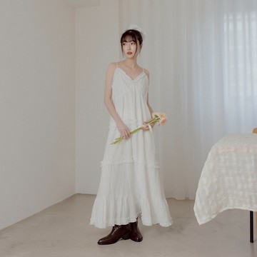 CC.DAILY-織紋波浪邊長洋裝(二色)-女【J2CO016】