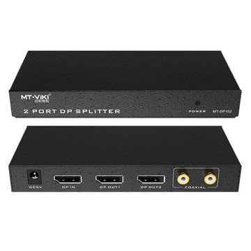 【易控王】1x2 DP一進二出分配器 4K@60Hz 音訊分離 10米傳輸距離(40-201-06)