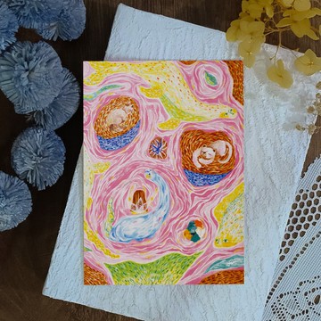 原創插畫明信片  在路上【乘著勇氣的心之旅】