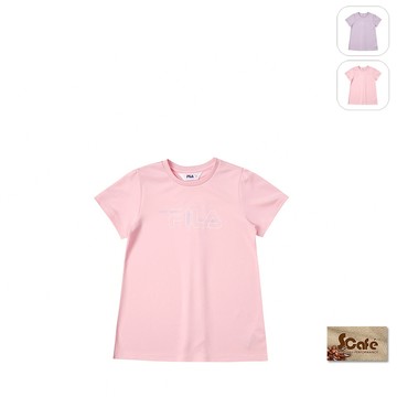 【FILA】KIDS 女童款 吸濕排汗 運動短袖上衣-粉色 5TEX-4324-PK