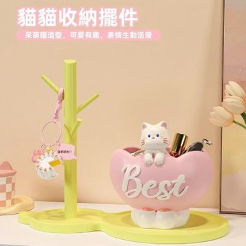 HANACO 招財貓鑰匙收納玄關擺件 門口鞋櫃裝飾 喬遷新居禮品 招財收納 喬遷禮品