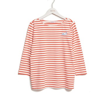SOMETHING｜女裝｜條紋貓咪七分袖T恤