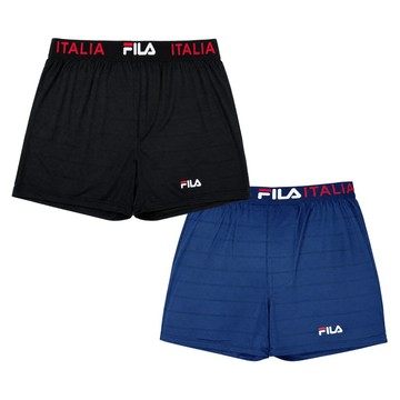FILA 透氣吸濕排汗平口褲二入  黑色 + 藍色  2XL