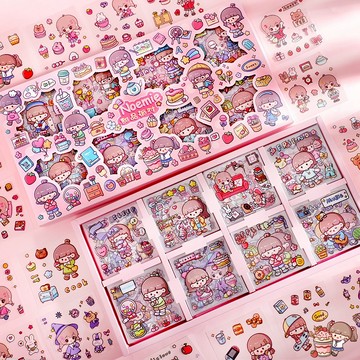 🍋檸檬青🍋 超值福利現貨卡通禮盒合集PET防水模切無需自裁貼紙手帳裝飾素材兒童拼貼貼畫玩具