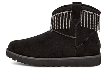 WMNS UGG CLASSIC MINI FRINGE BLACK