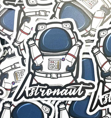 Happy太空人 貼紙  霧面 厚磅 超耐磨貼紙 防刮 防水貼紙 車貼